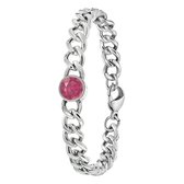 Lucardi - Dames Armband gourmet met rhodolite zirkonia - Staal - Armband - Cadeau - 18 cm - Zilverkleurig