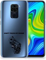 Telefoonhoesje Xiaomi Redmi Note9 Back Cover Siliconen Hoesje Transparant Gun Don't Touch My Phone