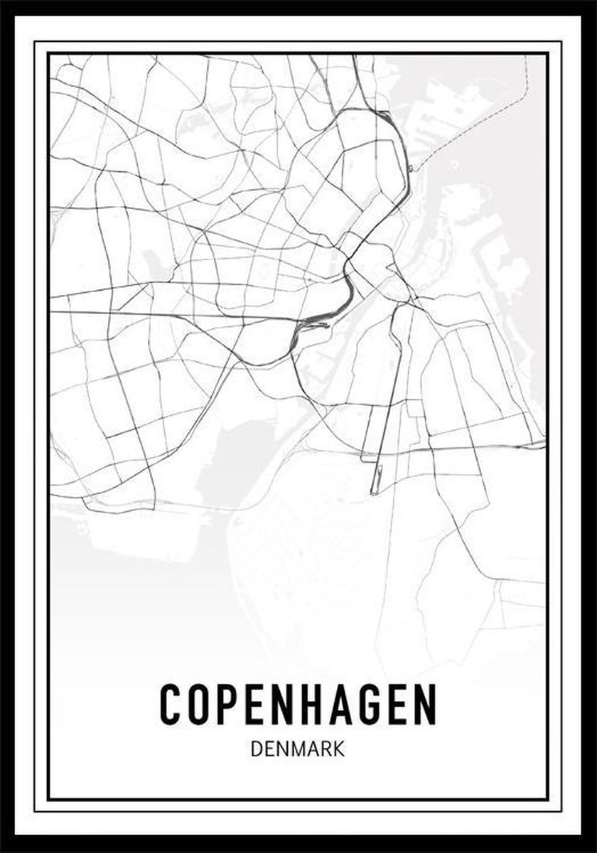 Punt. Poster - City Map Kopenhagen - 29.7 X 21 Cm - Zwart En Wit