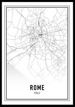 Punt. Poster - City Map Rome - 118.9 X 84.1 Cm - Zwart En Wit