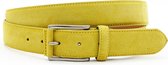 JV Belts Citroen gele suede riem unisex - heren en dames riem - 3.5 cm breed - Citroen Geel - Echt Leer/Nubuck - Taille: 125cm - Totale lengte riem: 140cm