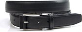 JV Belts - Zwarte leren heren riem 3.5 cm breed - Zwart - Sportief - Echt Leer - Taille: 105cm - Totale lengte riem: 120cm