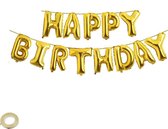 Happy Birthday Ballonslinger - Folie Ballonnen Slinger - Verjaardag Versiering - Feest Decoratie - Party / Kinderfeestje - Goud
