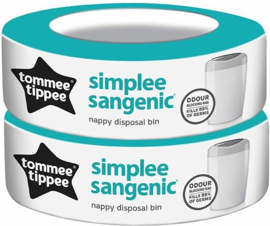 Tommee Tippee - Simplee Sangenic 2 stuks navulcassettes( smalle rol) - Tommee Tippee