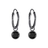 Oorbellen dames | Oorring met hanger | Black rhutenium plated oorringen met zwarte hanger | WeLoveSilver