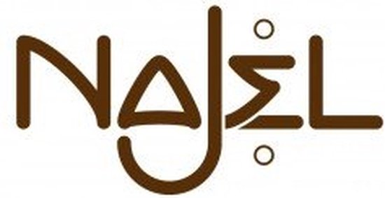Najel logo in bruine letters.