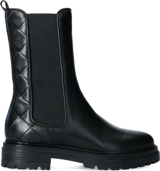 Manfield - Dames - Zwarte chelsea boots met gevlochten detail - Maat 40 |  bol.com