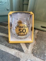 Wijn - water glas / Hoera 50 jaar / Abraham / Sarah / wijnglas / waterglas / leuke tekst / moederdag / vaderdag / verjaardag / cadeau