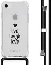 iMoshion Design hoesje met koord voor de iPhone SE (2020) / 8 / 7 - Live Laugh Love - Zwart