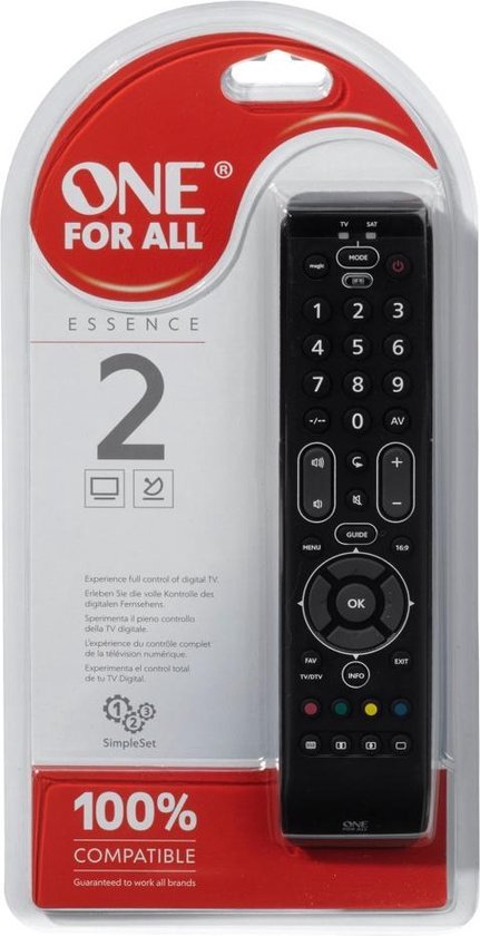 Télécommande universelle One For All Essence, 6 appareils, noir