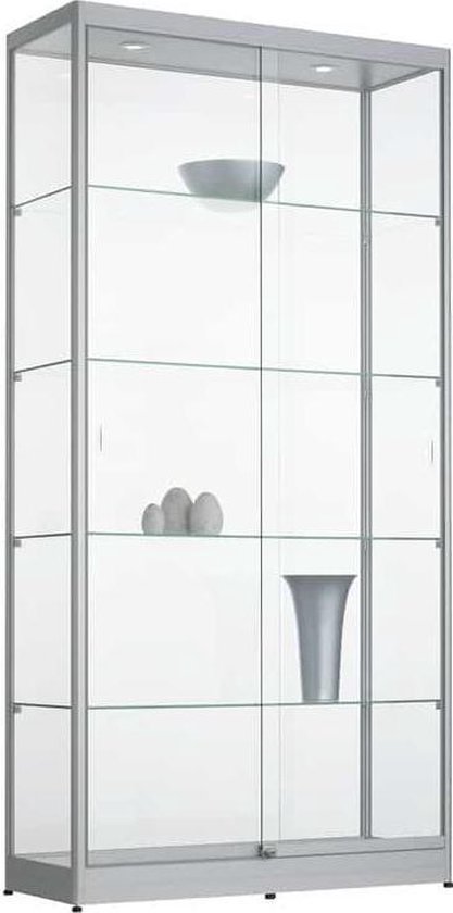 ABC Kantoormeubelen vitrinekast 4 legborden 200x100x40cm aluminium