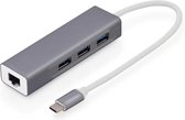 MMOBIEL USB Type C naar Ethernet 1000 Mbps Adapter RJ45 Dongle 3 USB Poorten 3.0 – Grijs