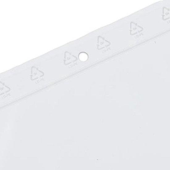 Detail van de ziplock rand met recycle-symbolen (LD-PE).