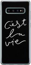 Samsung Galaxy S10 hoesje siliconen - C'est la vie - Soft Case Telefoonhoesje - Tekst - Grijs