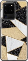 Samsung S20 Ultra hoesje - Goud abstract | Samsung Galaxy S20 Ultra hoesje | Siliconen TPU hoesje | Backcover Transparant