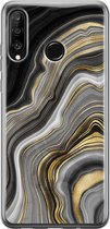 Huawei P30 Lite hoesje - Marble agate - Soft Case Telefoonhoesje - Print / Illustratie - Goud
