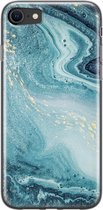 iPhone 8/7 hoesje siliconen - Marmer blauw - Soft Case Telefoonhoesje - Marmer - Transparant, Blauw