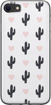 Leuke Telefoonhoesjes - Hoesje geschikt voor iPhone 8 - Cactus hartjes - Soft case - TPU - Planten - Zwart