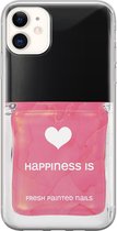iPhone 11 hoesje siliconen - Nagellak - Soft Case Telefoonhoesje - Print / Illustratie - Transparant, Roze