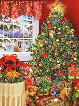 Diamond Painting Pakket - Serie Kerstmis - Kerstboom met Cadeaus - 50x40 cm - Complete Set - Volledige Bedekking - Ronde Steentjes
