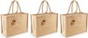 3x stuks jute boodschappentassen/shoppers naturel 42 x 33 x 19 cm - Naturel goodiebag 21 liter