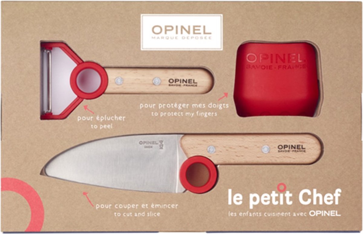 OPINEL Kinder Messer Set Le Petit Chef 3tlg Kochmesser Sparschäler  Fingerschutz 81175821966