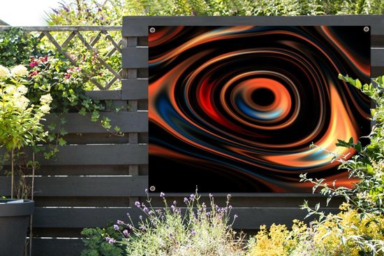 Gouttes d'huile Oranje en forme circulaire affiche de jardin toile en vrac 160x120 cm - Toile de jardin / Toile d'extérieur / Peintures d'extérieur (décoration de jardin) XXL / Groot format!