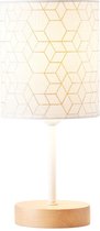 BRILLIANT Galance tafellamp klein hout licht / wit Binnenlampen, tafellampen, decoratief | 1x A60, E27, 40W, geschikt voor normale lampen (niet inbegrepen) | A ++ | Edel structuurscherm gemaa