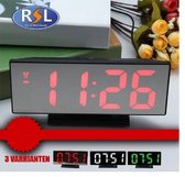 Resal Homeware LED Spiegel met Digitale Klok En Alarm Functionaliteit - Rood +  Ncentive USB Power Adapter