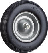 Relaxdays kruiwagenwiel rubber - bolderwagenwiel met as - antilekband stalen velg - Zwart-grijs
