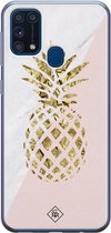 Samsung M31 hoesje siliconen - Ananas | Samsung Galaxy M31 case | Roze | TPU backcover transparant