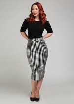 Collectif Lorrina Gingham 60's Pencil Rok Zwart Wit