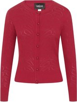 Collectif Leah Vintage Leaves 40's Cardigan Burgundy