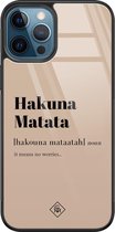 iPhone 12 Pro hoesje glass - Hakuna Matata | Apple iPhone 12 Pro  case | Hardcase backcover zwart