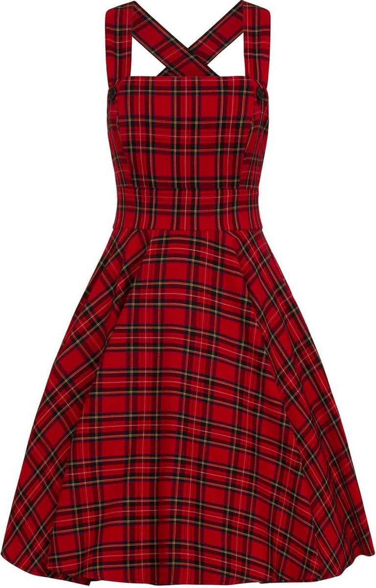 Hell Bunny Irvine Pinafore Dames Midi-jurk - rood - XXL