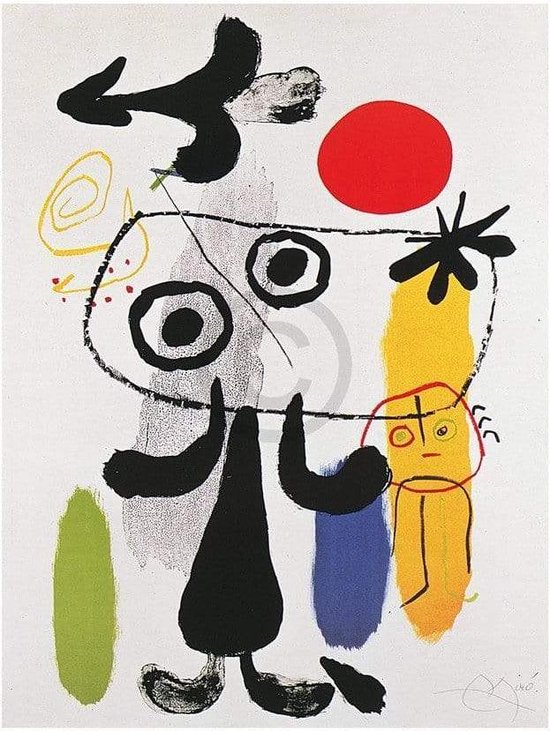 Joan Miro - Figur gegen rote Sonne II Kunstdruk 70x100cm | bol.com