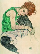 Egon Schiele - Sitzende Frau mit hochgezogenen Kunstdruk 60x80cm