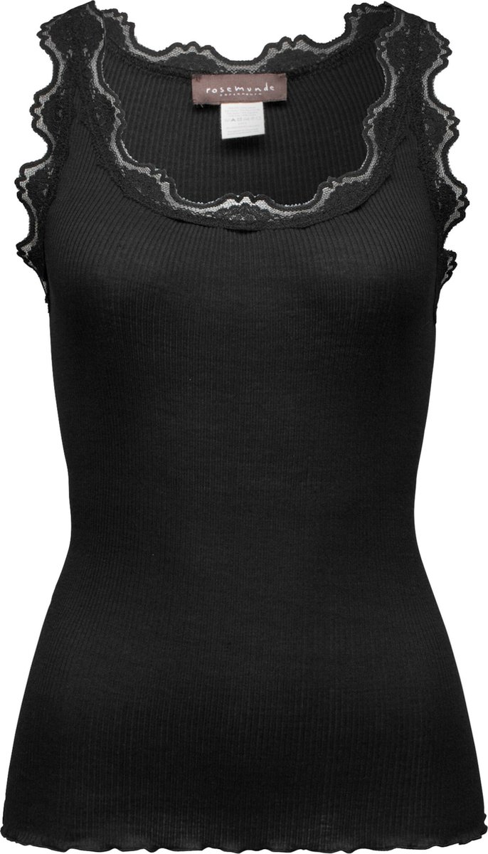 Rosemunde Silk Top W/ Lace Tops & T-shirts Dames - Shirt - Zwart - Maat S