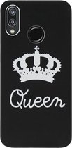 ADEL Siliconen Back Cover Softcase Hoesje Geschikt voor Huawei P20 Lite (2018) - Queen Zwart