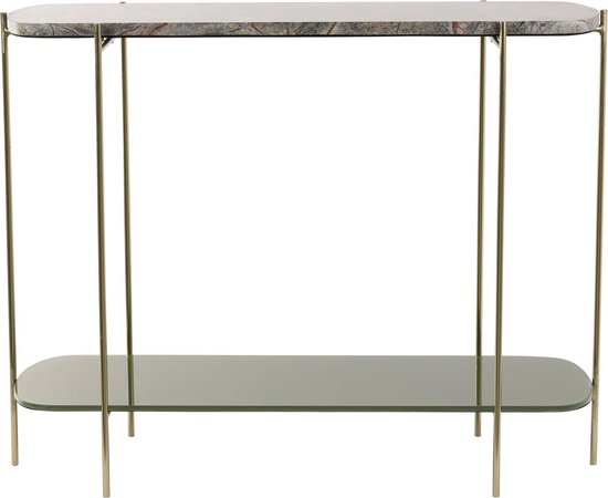 Light & Living Besut - Side Table - Marmer Groen/Glas Goud - 103x37x80 cm