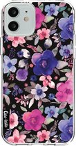 Casetastic Apple iPhone 12 / iPhone 12 Pro Hoesje - Softcover Hoesje met Design - Flowers Blue Purple Print