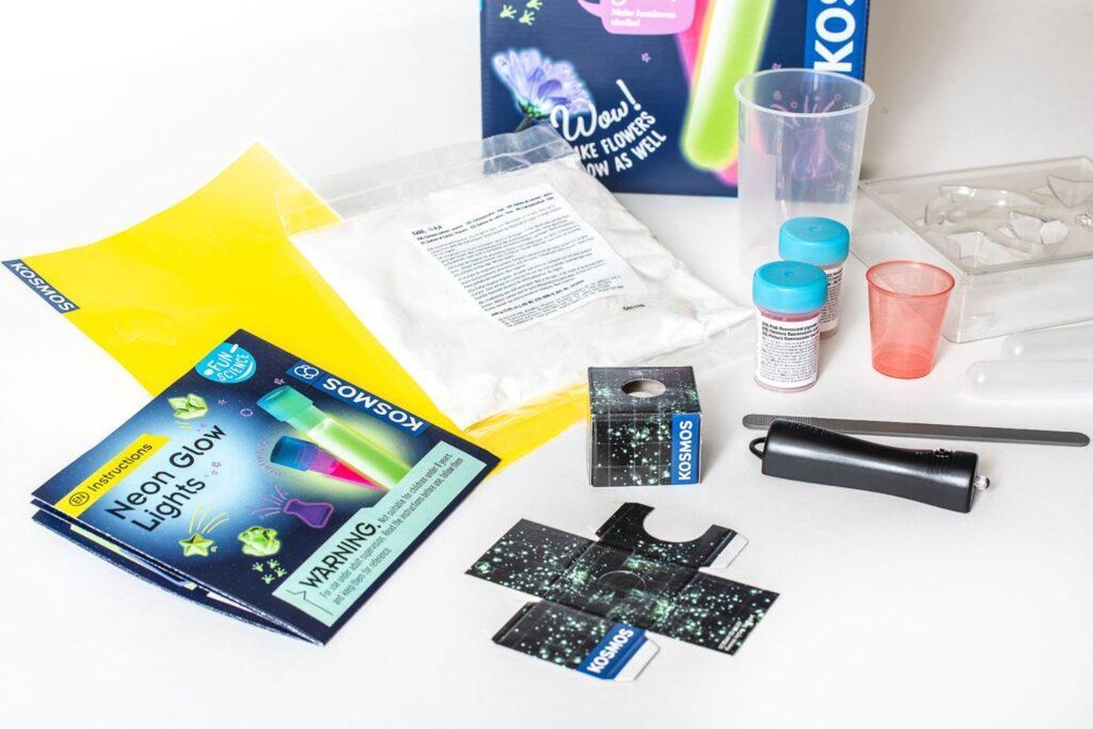 KOSMOS Neon Glow Lights - Experimente met UV-Licht - Maak Neonverf, Gipsfiguren en Lichtgevende Kunstwerken - Inclusief UV-Lamp - Creatieve STEM Experimenteerset - Vanaf 8 Jaar — afbeelding 15