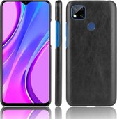 Xiaomi Redmi 9C Hoesje Litchi Skin Backcover Zwart