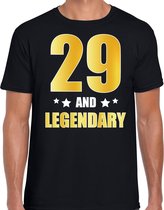 29 and legendary verjaardag cadeau t-shirt / shirt - zwart - gouden en witte letters - voor heren - 29 jaar verjaardag kado shirt / outfit M