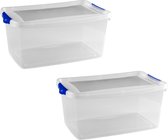 Opberg box/opbergdoos - 2x - 13 liter - 40 x 27 x 19 cm - grijs/transparant