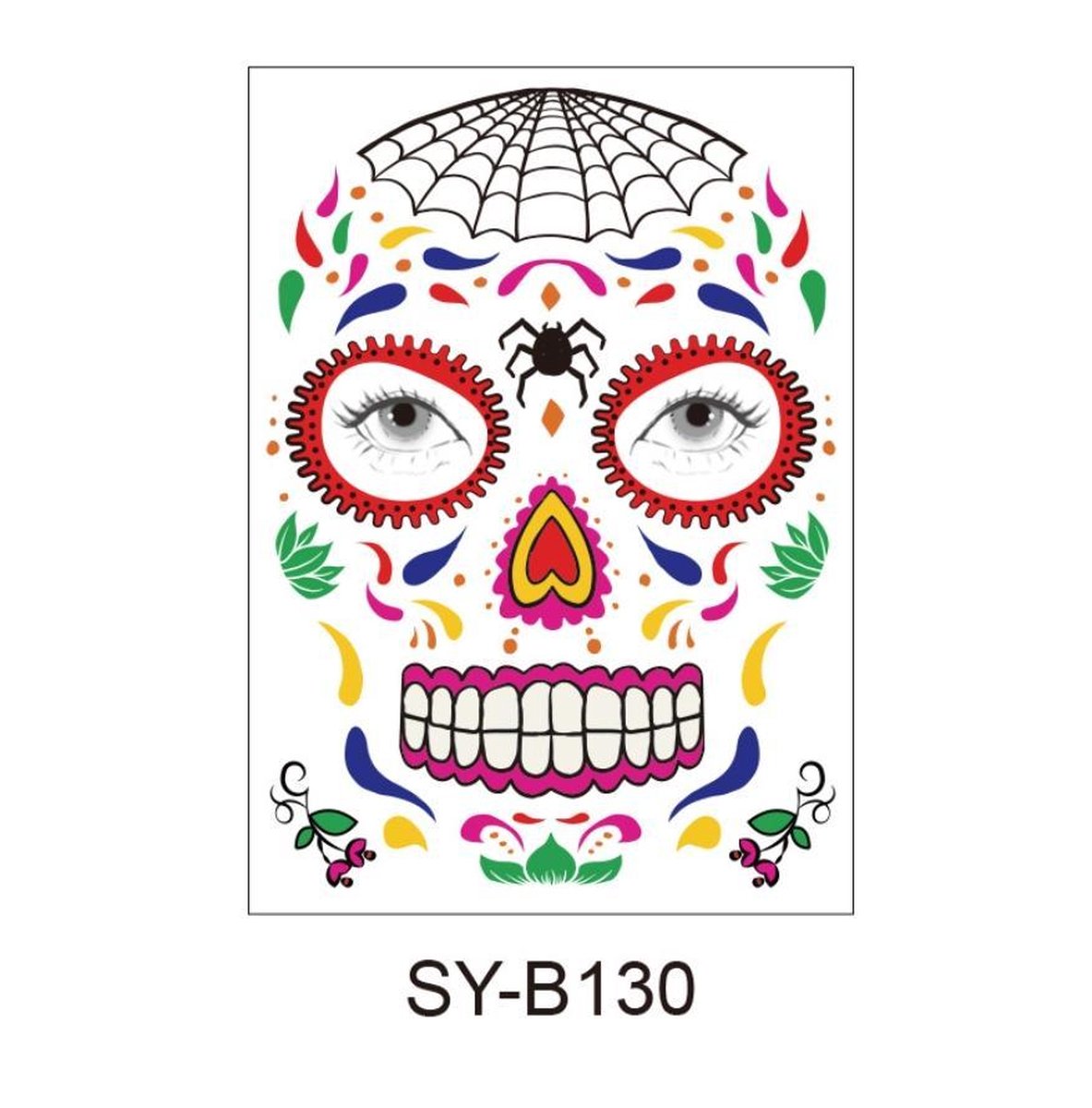 Halloween Neptattoos Muziekfeest Face -Carnaval-Plak Tattoos-tattoo stickers-1 Vel-B130