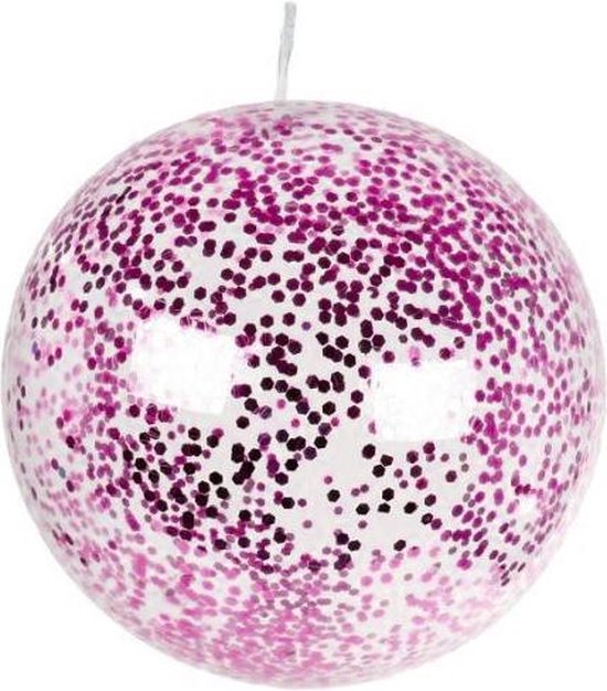 Jumbo Glitterballon 85 Cm Latex Fuchsia