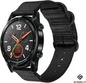 Nylon Smartwatch bandje - Geschikt voor  Huawei Watch GT / GT 2 nylon gesp band - zwart - 42mm - Strap-it Horlogeband / Polsband / Armband