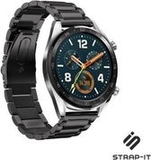 Stalen Smartwatch bandje - Geschikt voor  Huawei Watch GT / GT 2 stalen band - zwart - 46mm - Strap-it Horlogeband / Polsband / Armband