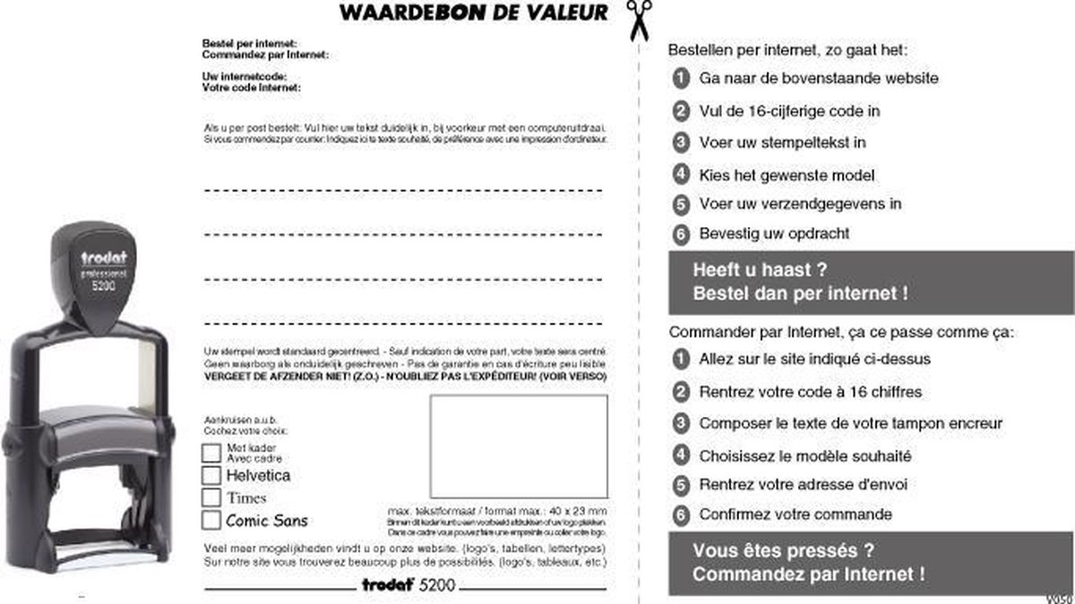 Waardebon Stempelplaatje Trodat 5200